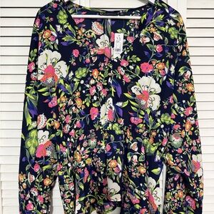 New York & Company Multicolor Floral Blouse